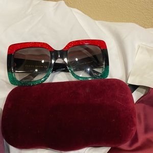 Glitter Red Black Green Square Acetate Frame